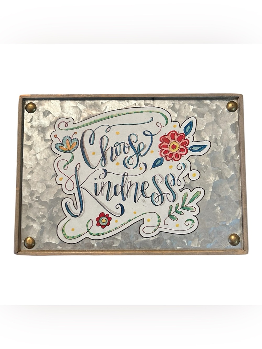 The Spring Shop "Choose Kindness" Metal Sign - Silver, Blue, Red, Green, Yellow